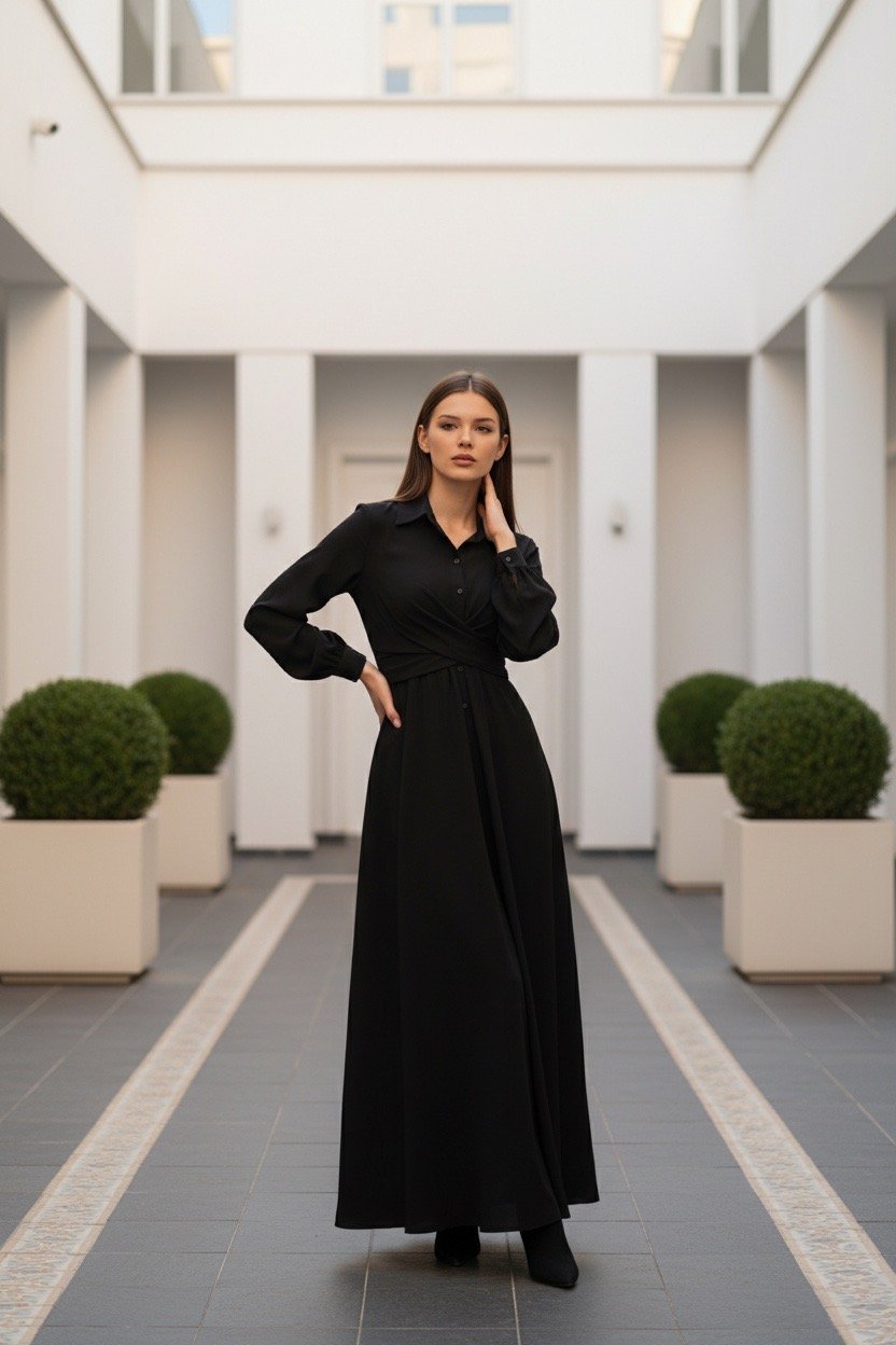 nurhaya elegantes langarm hemdkleid in a linie nurhaya elegantes langarm hemdkleid in a linie