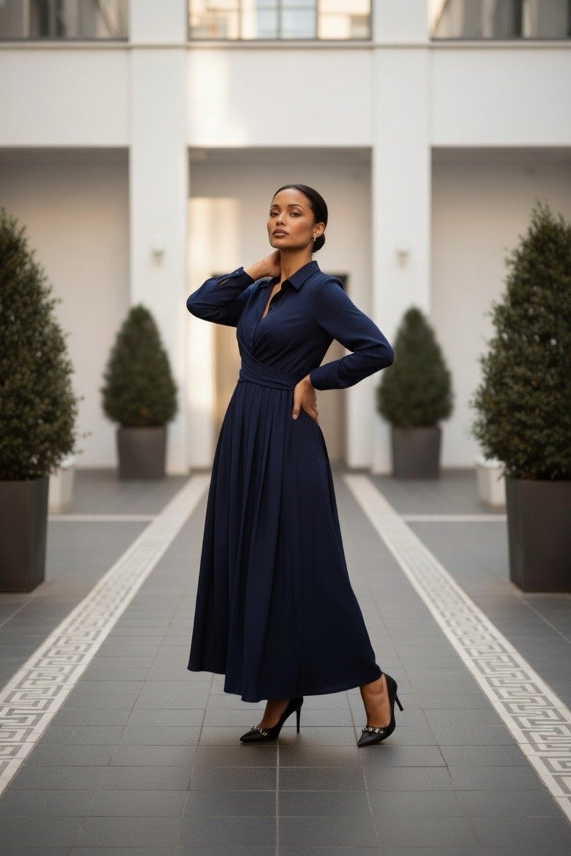 nurhaya elegantes langarm hemdkleid in a linie nurhaya elegantes langarm hemdkleid in a linie