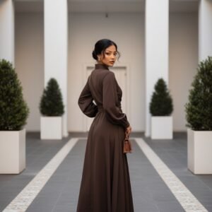 nurhaya elegantes langarm hemdkleid in a linie