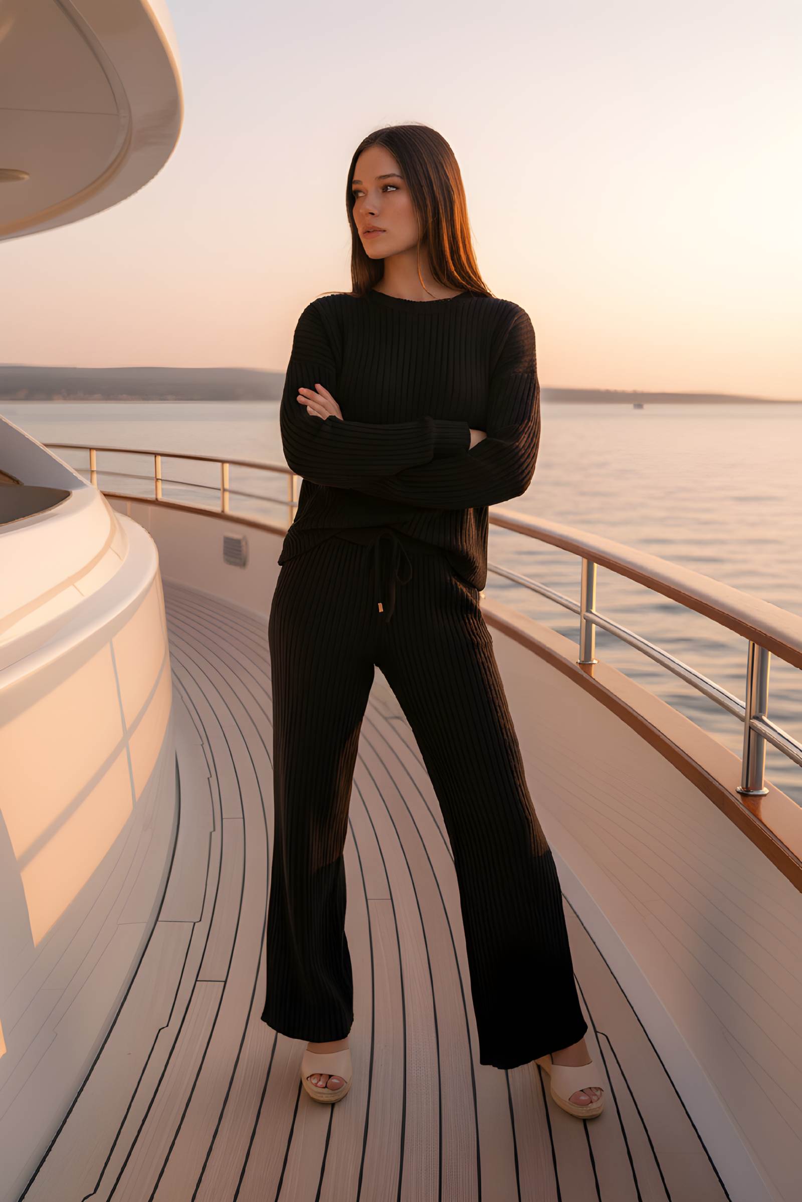 elegantes casual strick zweiteiler set – gestrickter pullover mit langen Ärmeln und gerader hose in weiß, grau oder schwarz elegantes casual strick zweiteiler set – gestrickter pullover mit langen Ärmeln und gerader hose in weiß, grau oder schwarz