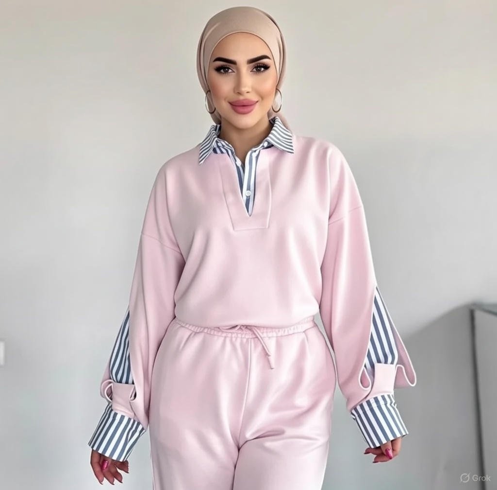 nurhaya elegantes zweiteiler set: langarm bluse mit reverskragen & relaxed fit hose nurhaya elegantes zweiteiler set: langarm bluse mit reverskragen & relaxed fit hose