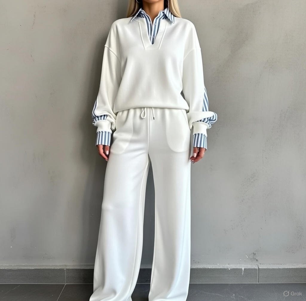 nurhaya elegantes zweiteiler set: langarm bluse mit reverskragen & relaxed fit hose nurhaya elegantes zweiteiler set: langarm bluse mit reverskragen & relaxed fit hose