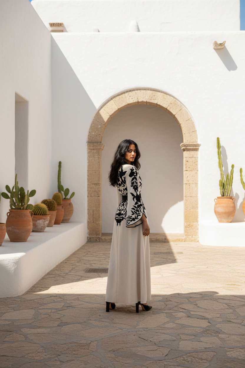 img_4107 elegantes floral maxi kleid mit v ausschnitt und langen Ärmeln – a linie mit verstellbarer taille und patchwork details in apricot, rot, blau, schwarz oder orange