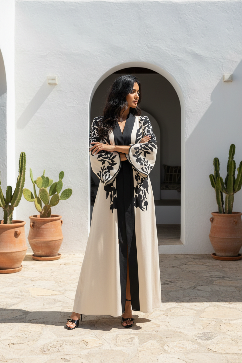 img_4108-6 elegantes floral maxi kleid mit v ausschnitt und langen Ärmeln – a linie mit verstellbarer taille und patchwork details in apricot, rot, blau, schwarz oder orange